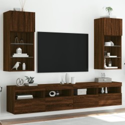 Meubles TV avec lumières LED 2 pcs chêne marron 40,5x30x90 cm 