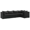 Salon de jardin 5 pcs avec coussins Noir Résine tressée 