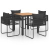 Ensemble à manger de jardin 5pcs PVC résine tressée noir marron 
