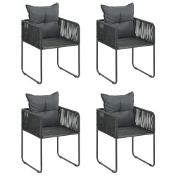 Ensemble à manger de jardin 5pcs PVC résine tressée noir marron 
