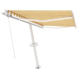 Auvent manuel rétractable avec LED 350x250 cm Jaune et blanc 