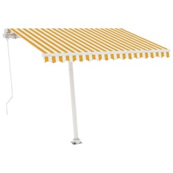 Auvent manuel rétractable avec LED 350x250 cm Jaune et blanc 