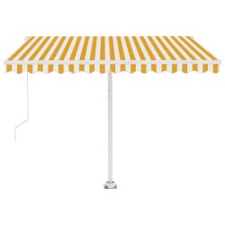Auvent manuel rétractable avec LED 350x250 cm Jaune et blanc 