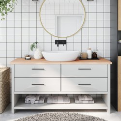 Comptoir de salle de bain 160x50x(2-4)cm bois massif non traité 