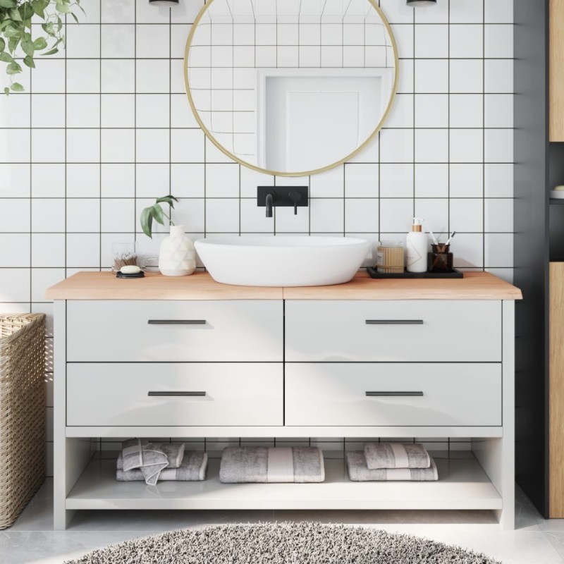 Comptoir de salle de bain 160x50x(2-4)cm bois massif non traité 