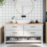 Comptoir de salle de bain 160x50x(2-4)cm bois massif non traité 