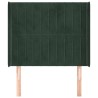 Tête de lit avec oreilles Vert foncé 83x16x118/128 cm Velours 