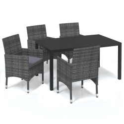 Ensemble à manger de jardin coussins 5pcs Résine tressée Gris 
