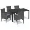 Ensemble à manger de jardin coussins 5pcs Résine tressée Gris 
