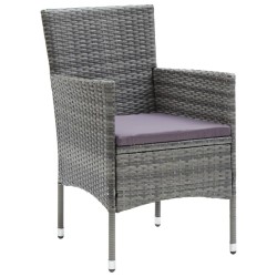 Ensemble à manger de jardin coussins 5pcs Résine tressée Gris 