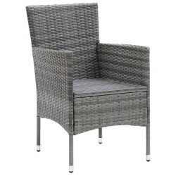 Ensemble à manger de jardin coussins 5pcs Résine tressée Gris 