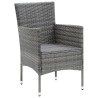 Ensemble à manger de jardin coussins 5pcs Résine tressée Gris 