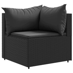 Salon de jardin 5 pcs avec coussins Noir Résine tressée 