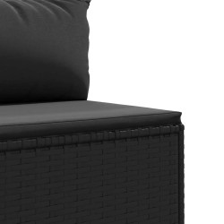 Salon de jardin 5 pcs avec coussins Noir Résine tressée 