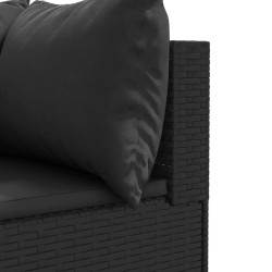 Salon de jardin 5 pcs avec coussins Noir Résine tressée 