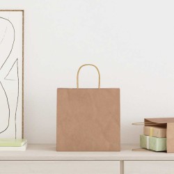 Sacs en papier 50 pcs avec poignées marron 26x17x25 cm 