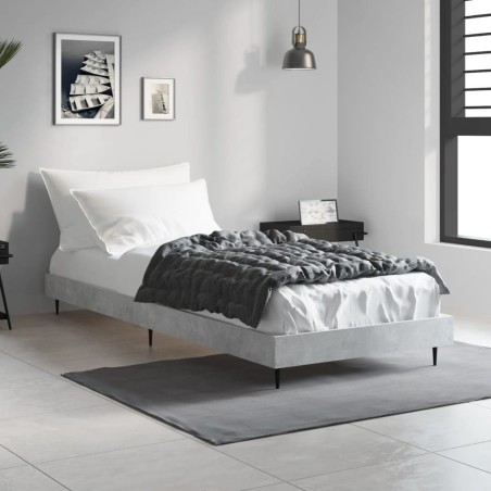 Cadre de lit sans matelas gris béton 75x190 cm 