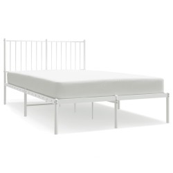 Cadre de lit métal sans matelas et tête de lit blanc 120x190 cm 