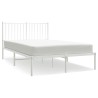 Cadre de lit métal sans matelas et tête de lit blanc 120x190 cm 