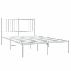 Cadre de lit métal sans matelas et tête de lit blanc 120x190 cm 