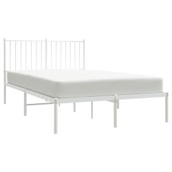 Cadre de lit métal sans matelas et tête de lit blanc 120x190 cm 
