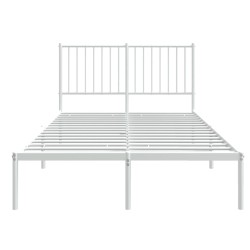 Cadre de lit métal sans matelas et tête de lit blanc 120x190 cm 
