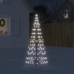 Sapin de Noël à LED sur mât de drapeau 200 LED blanc 180 cm 