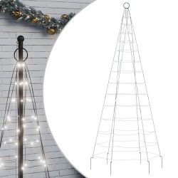 Sapin de Noël à LED sur mât de drapeau 200 LED blanc 180 cm 