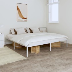Cadre de lit métal sans matelas blanc 193x203 cm 