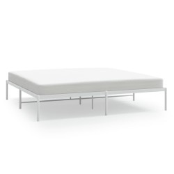 Cadre de lit métal sans matelas blanc 193x203 cm 