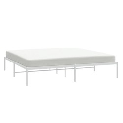Cadre de lit métal sans matelas blanc 193x203 cm 