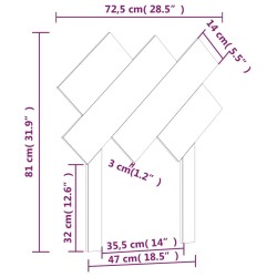 Tête de lit Gris 72,5x3x81 cm Bois massif de pin 
