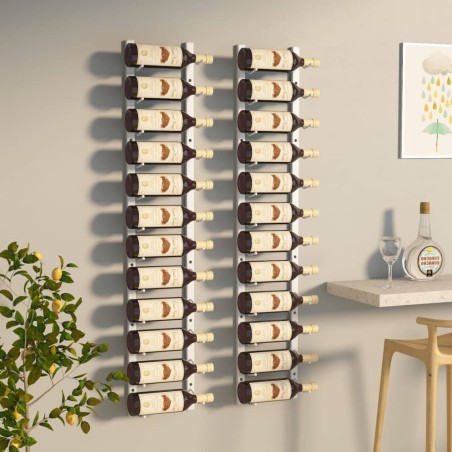 Casier à vin mural pour 12 bouteilles 2 pcs Blanc Fer 