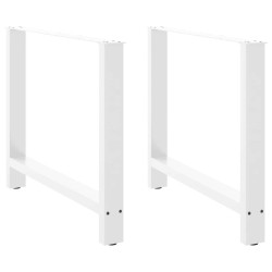 Pieds de table à manger Blanc 2 pièces 100 x (72-73) cm Acier 