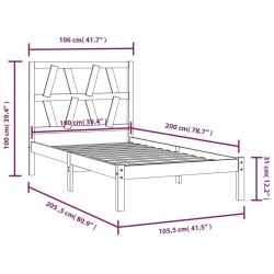 Cadre de lit sans matelas bois massif 100x200 cm 