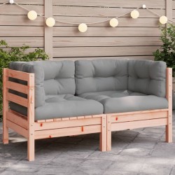 Canapé d'angle de jardin avec coussins bois massif douglas 