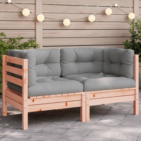 Canapé d'angle de jardin avec coussins bois massif douglas 