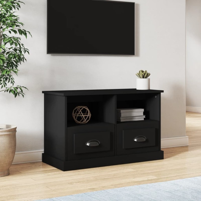 Meuble TV noir 80x35x50 cm bois d'ingénierie Meuble TV noir 80x35x50 cm bois d'ingénierie