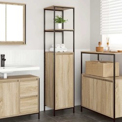 Meuble de salle de bain avec étagères chêne sonoma 36x35x165 cm 