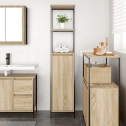 Meuble de salle de bain avec étagères chêne sonoma 36x35x165 cm 