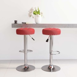 Tabourets de bar lot de 2 rouge bordeaux tissu 
