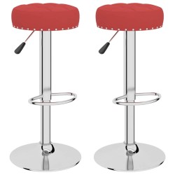 Tabourets de bar lot de 2 rouge bordeaux tissu 