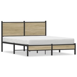 Cadre de lit en métal sans matelas chêne sonoma 137x190 cm 