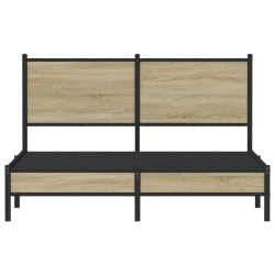 Cadre de lit en métal sans matelas chêne sonoma 137x190 cm 
