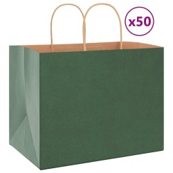 Sacs en papier 50 pcs avec poignées vert 32x22x24 cm 