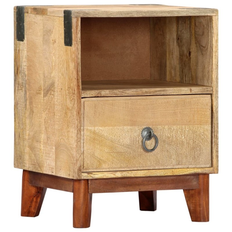 Table de chevet 40 x 30 x 52 cm Bois de manguier massif brut Table de chevet 40 x 30 x 52 cm Bois de manguier massif brut
