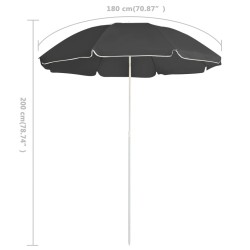 Parasol de jardin avec mât en acier anthracite 180 cm 