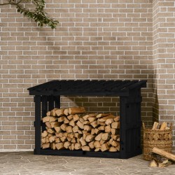 Support pour bois de chauffage Noir 108x64,5x77 cm Bois de pin 