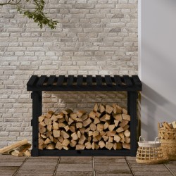 Support pour bois de chauffage Noir 108x64,5x77 cm Bois de pin 