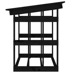 Support pour bois de chauffage Noir 108x64,5x77 cm Bois de pin 